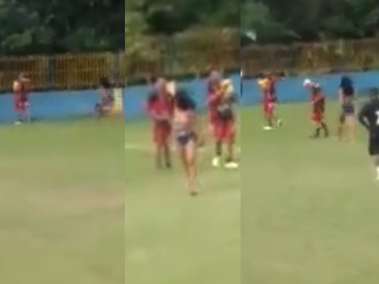 Mulher invade campo para deixar o filho com o pai jogador que não dá atenção pra criança; veja o vídeo