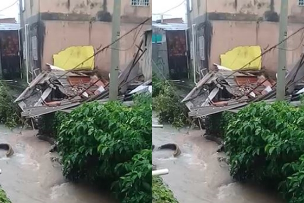 Urgente: casa desaba durante forte temporal em Manaus; veja vídeo