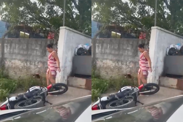 Em Manaus, mulher destrói completamente a moto do namorado após descobrir traição; veja vídeo
