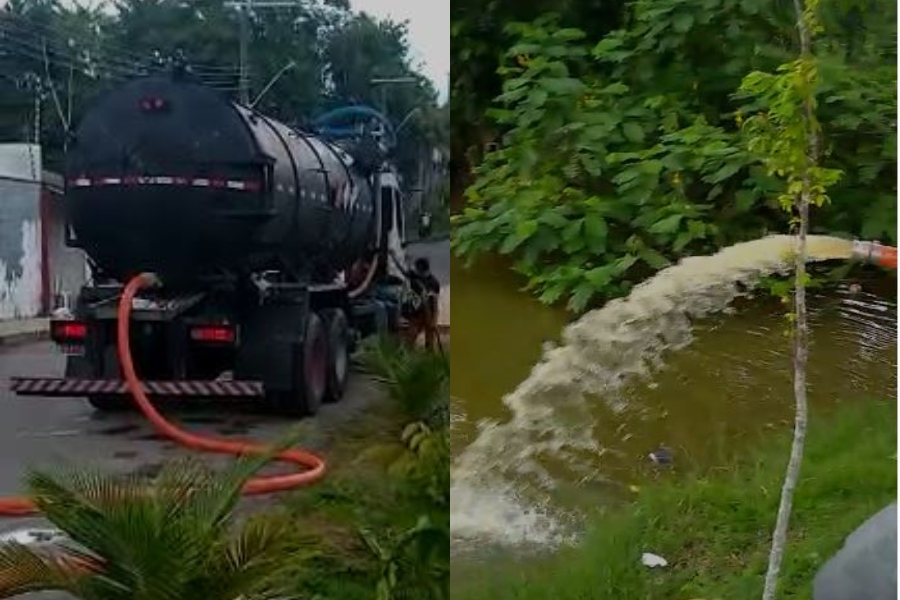 Caminhão de fossa séptica é flagrado despejando ‘podridão’ em Iago de Manaus e moradores denunciam; veja vídeo