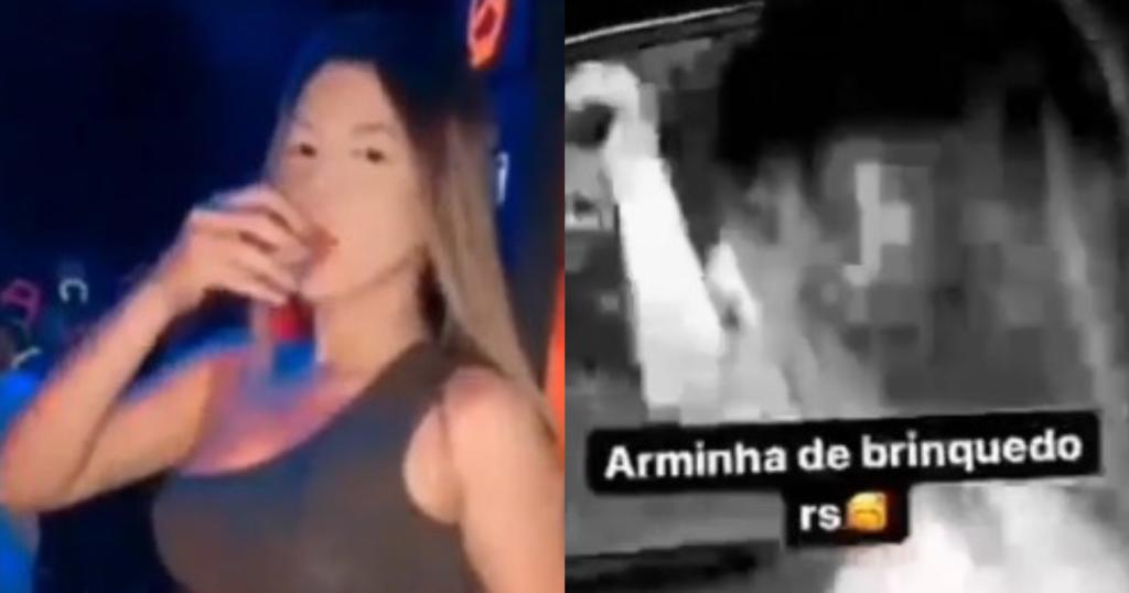 Projeto de blogueira pega a arma do namorado PM e sai atirando para todos os lados em Manaus; veja vídeo