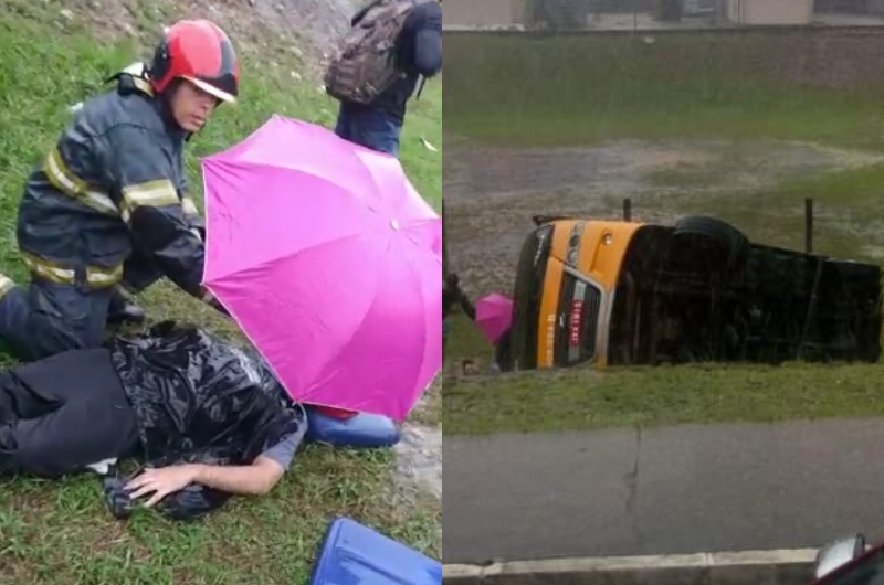 Urgente: 'Amarelinho' tomba no Distrito e passageiros ficam em estado grave