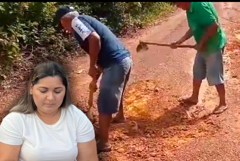 Cansados de esperar 'boa vontade' da prefeita, moradores de Presidente Figueiredo colocam mão na massa