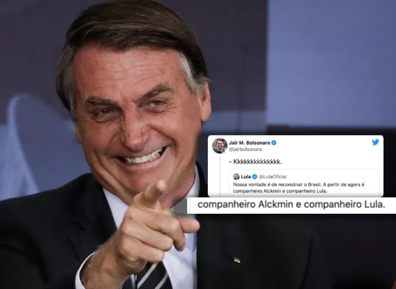 Presidente Jair Bolsonaro ri do cinismo da chapa Lula e Alckmin e cativa jovens no Twitter