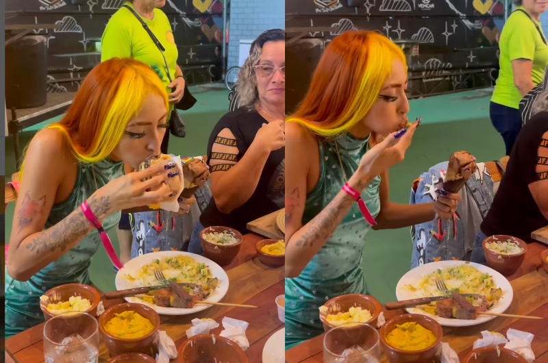 Ruivinha de Marte devora churrasco, sorvete, farofa e x-salada de uma vez: "tropa de quem como muito e não engorda"